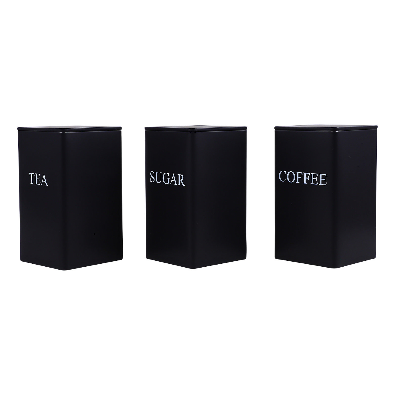 Food Storage Canister - 3Pcs Airtight Metal Kitchen Canisters Square