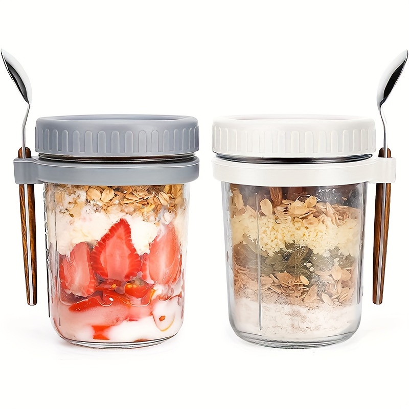 Food Storage Canister - 1pc/2pcs Glass Oatmeal Cup, Overnight Oats