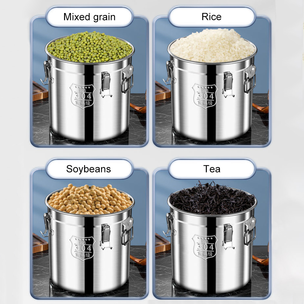 Food Storage Canister - 6/12/21/33L 304 Stainless Steel Airtight Canister