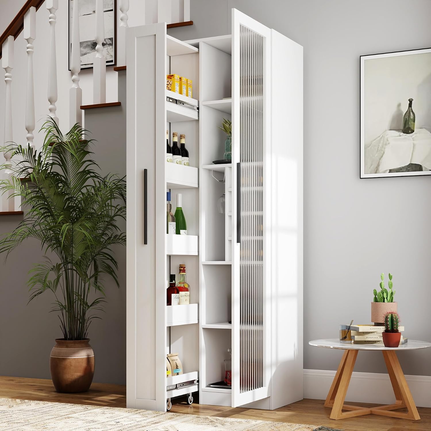Food Storage Without Pantry - 71 Inch White Kitchen Pantry Cabinet,