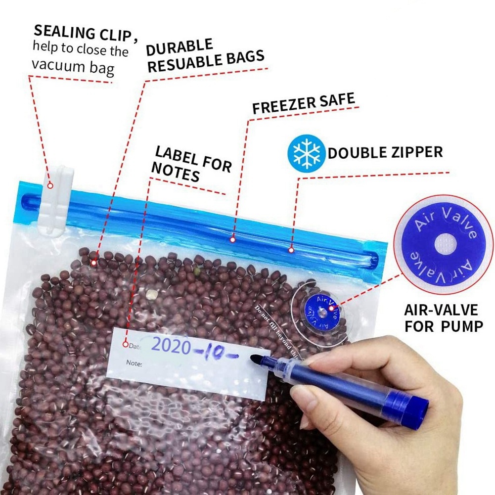Food Storage Vacuum Pump - HIWS Sous Vide Bags 20Pack Reusable