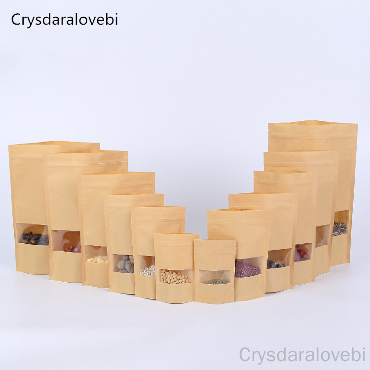 Food Storage Ziploc Bags - 100/50pcs Packing Zip lock Kraft Paper