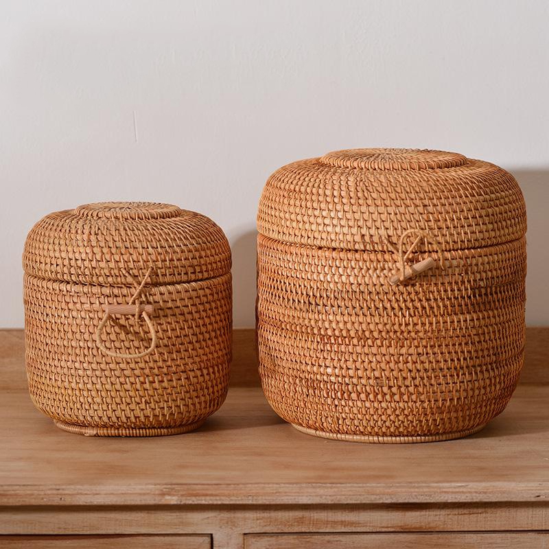 Food Storage Organization - Handwoven Rattan Tea Storage Box With