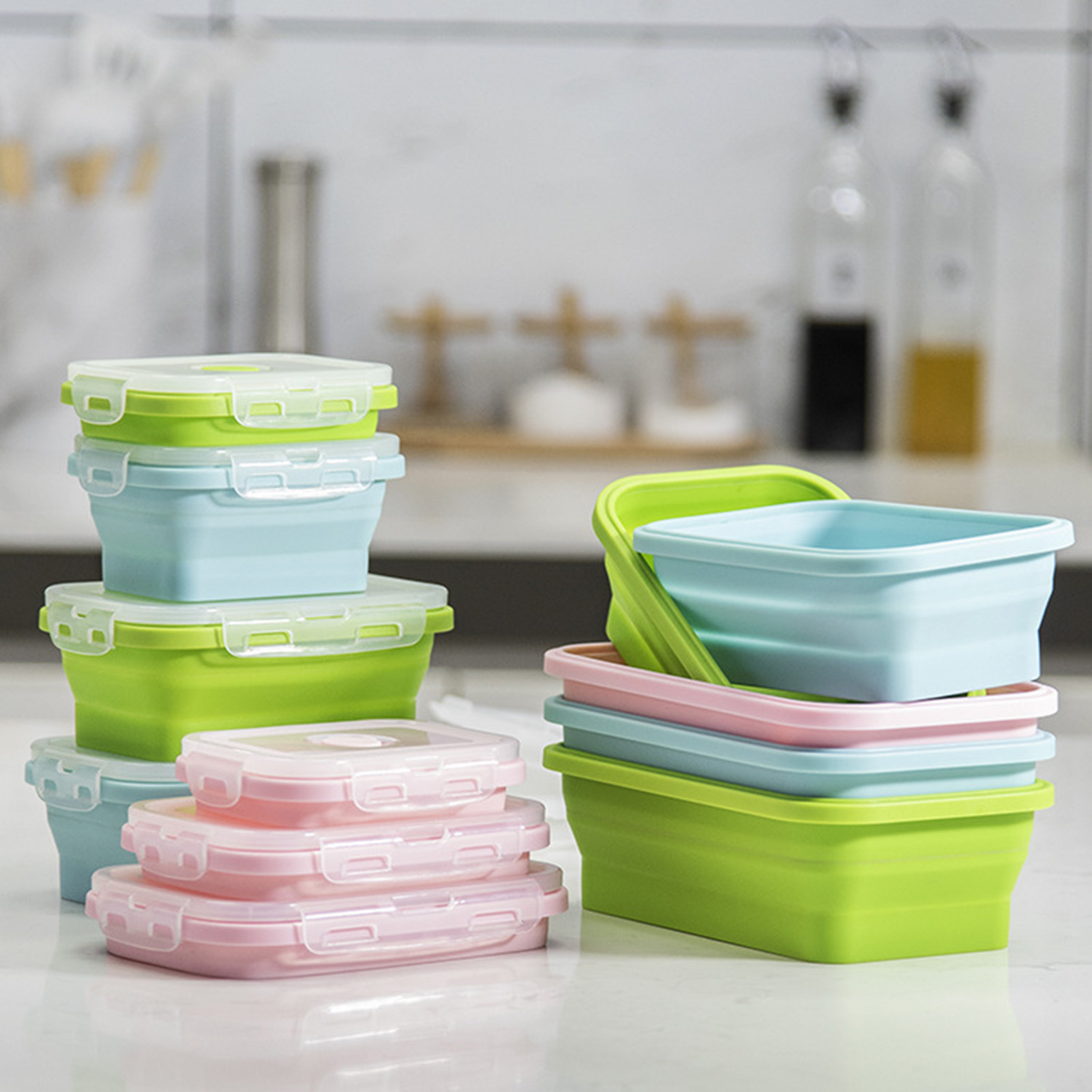Food Storage Containers Plastic Box - Silicone Lunch Box Food Grade Foldable