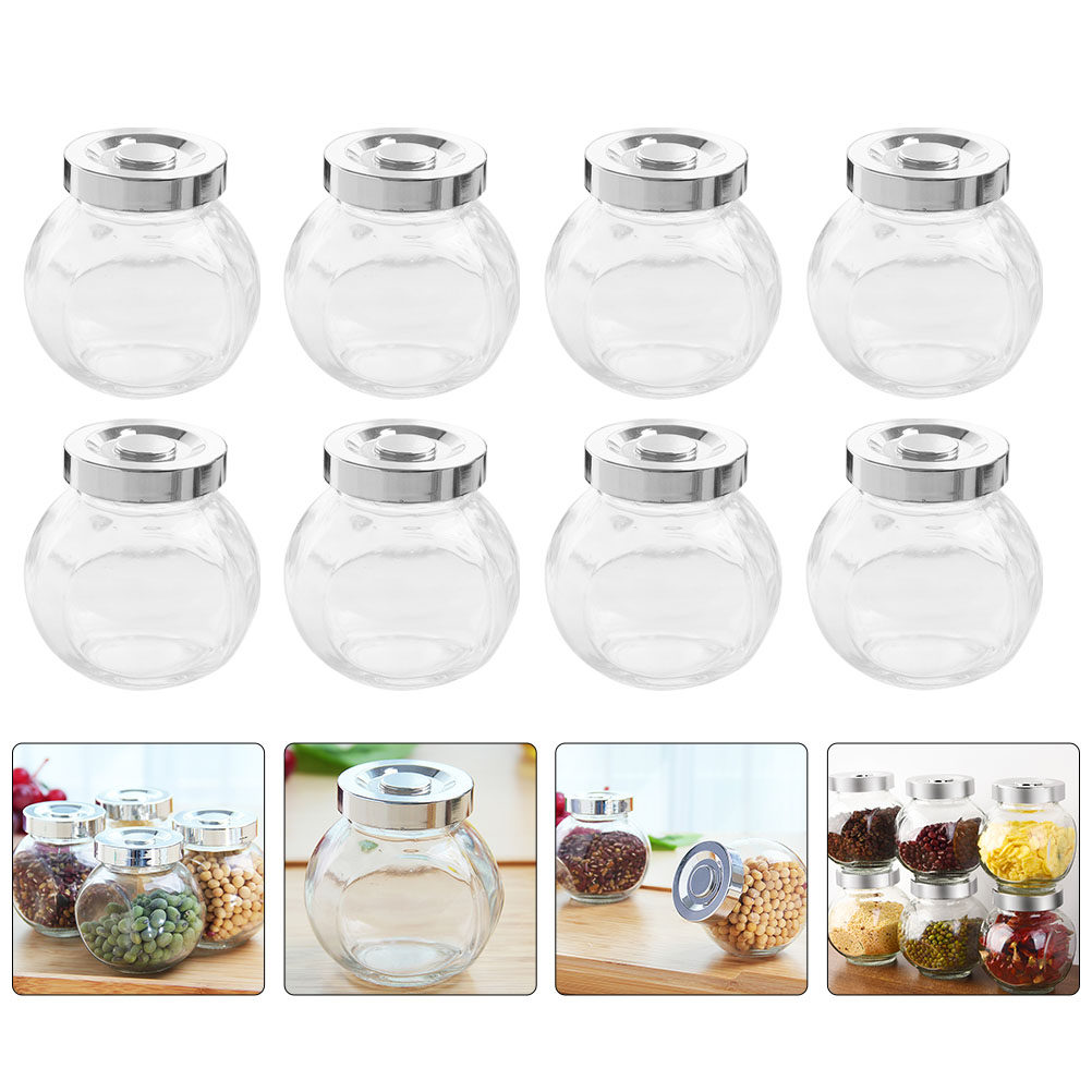 Food Storage Canister - 8Pcs Lightweight Portable Glass Storage Jars