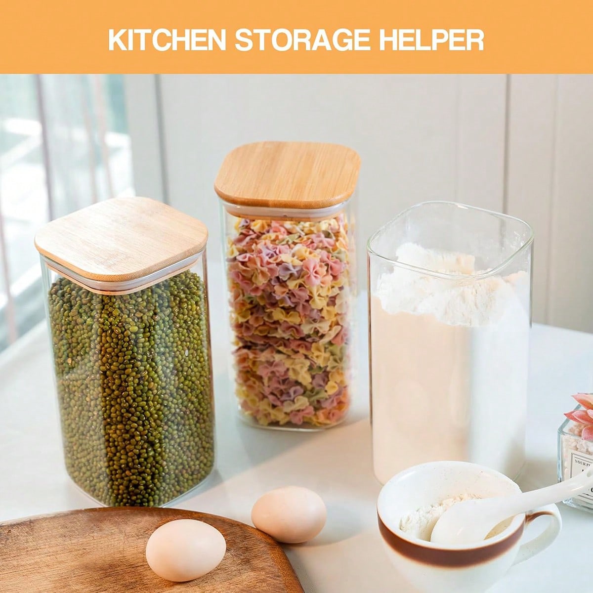 6 Pack Glass Food Storage Jars - Food Storage Pantry recension och pris