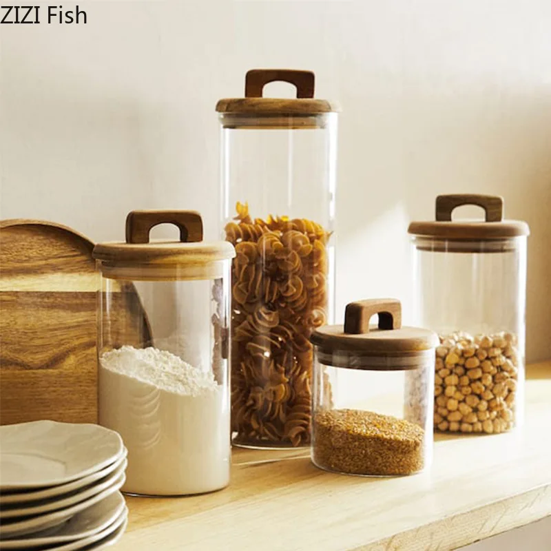 Wooden Lid Glass Storage Jar C - Food Storage Lidl recension och pris