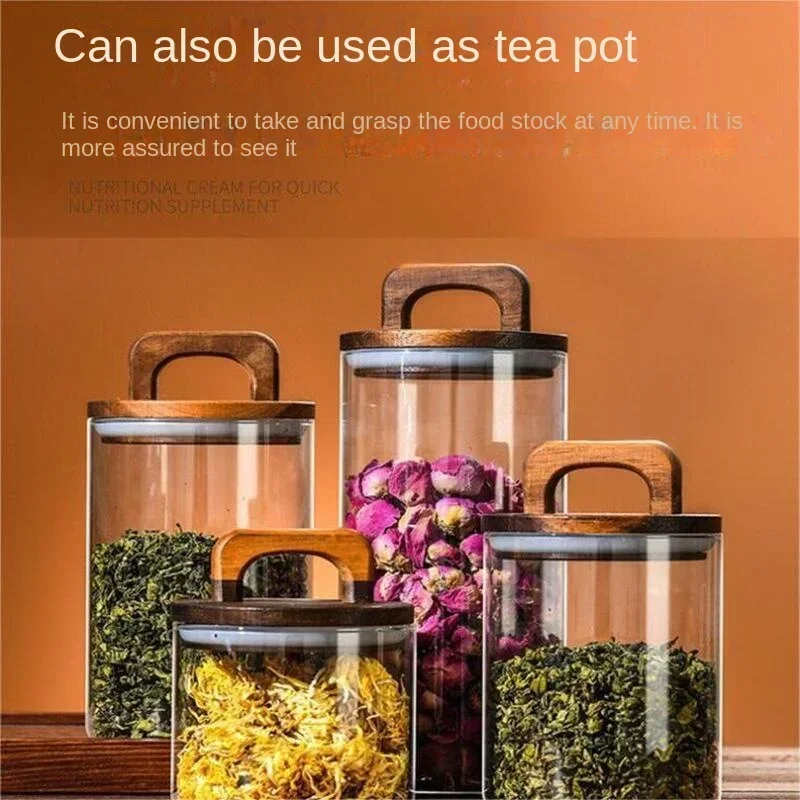 800-2100ml Wood Lid Glass Jar  - Food Storage Lidl recension och pris