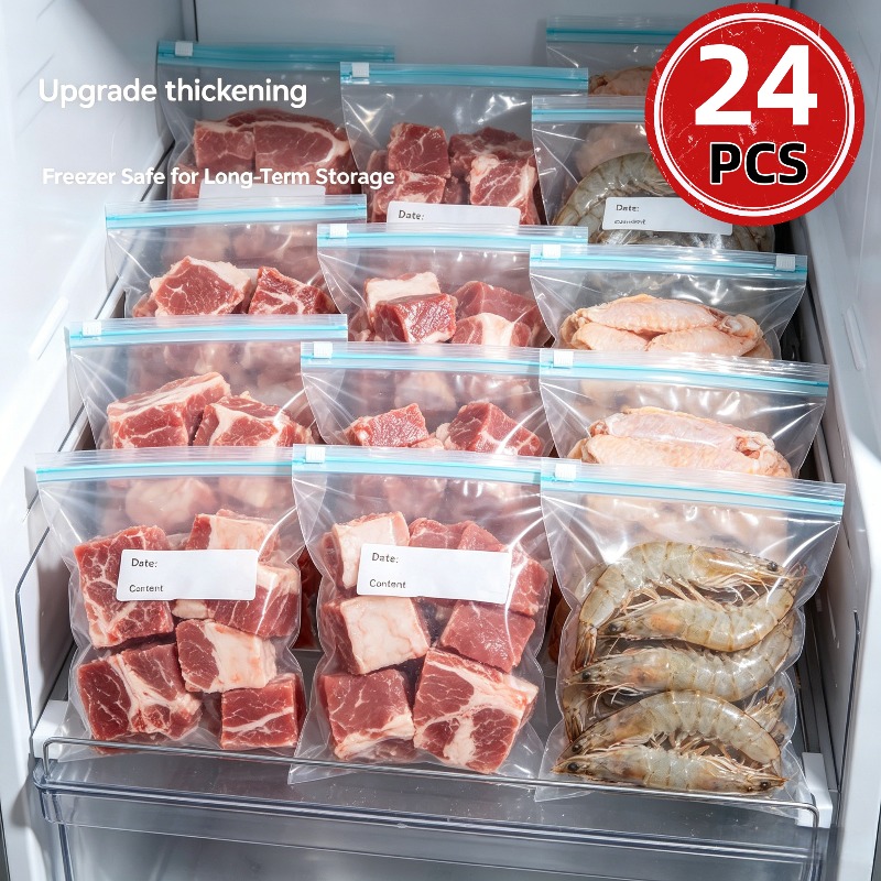 24Pcs Reusable Ziplock Food St - Food Storage Ziploc Bags recension och pris