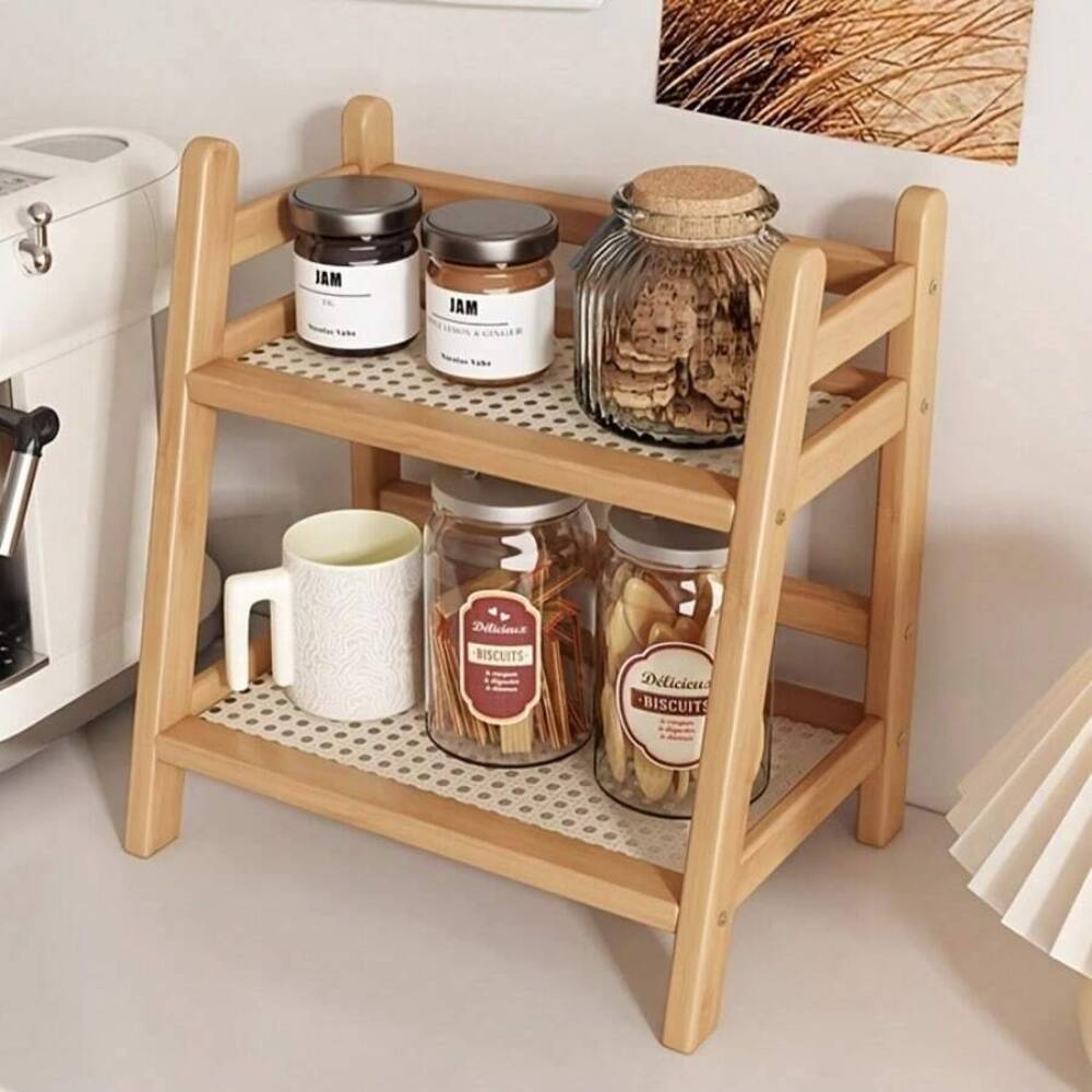 2-Tier Bamboo Countertop Stora - Food Storage Shelving recension och pris