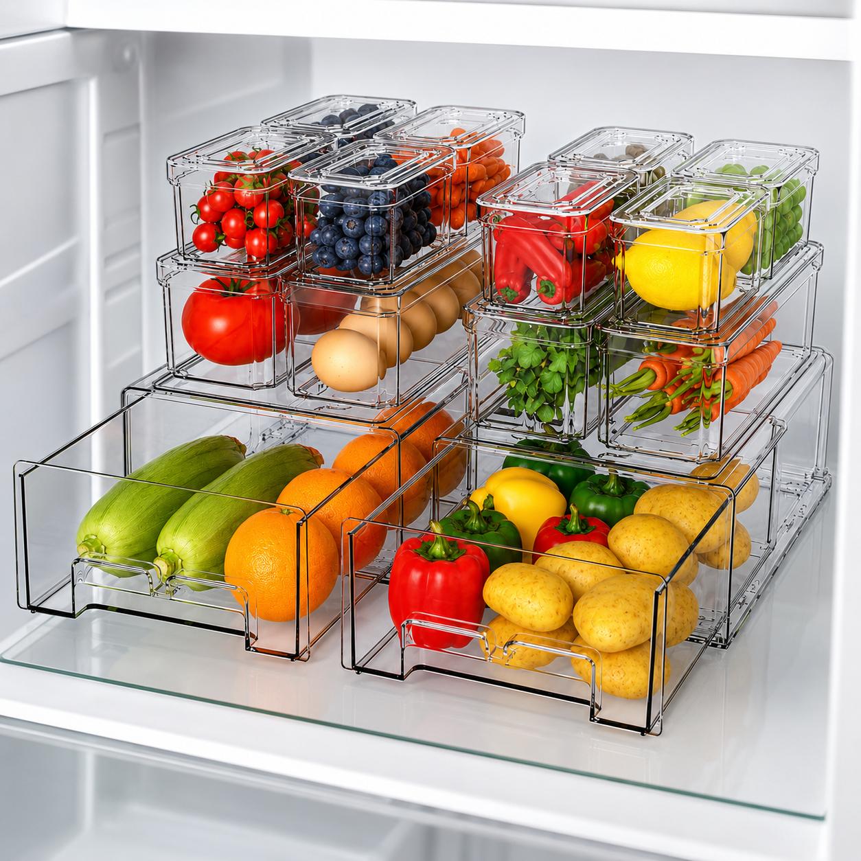 Stackable Refrigerator Organiz - Food Storage Without Pantry recension och pris