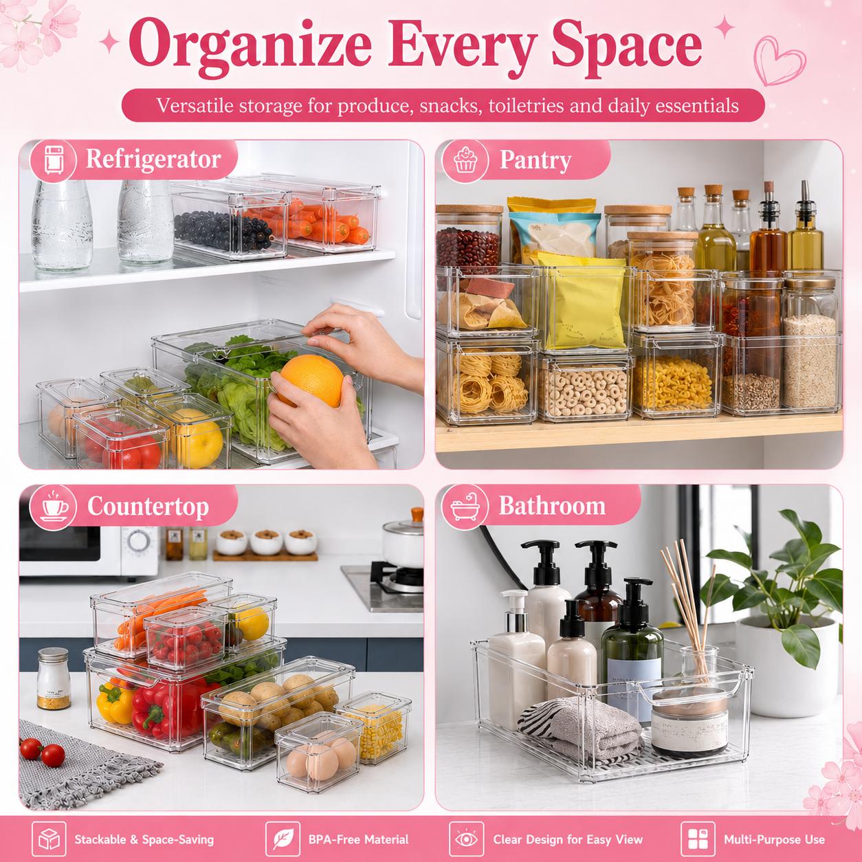 Stackable Refrigerator Organiz - Food Storage Without Pantry recension och pris