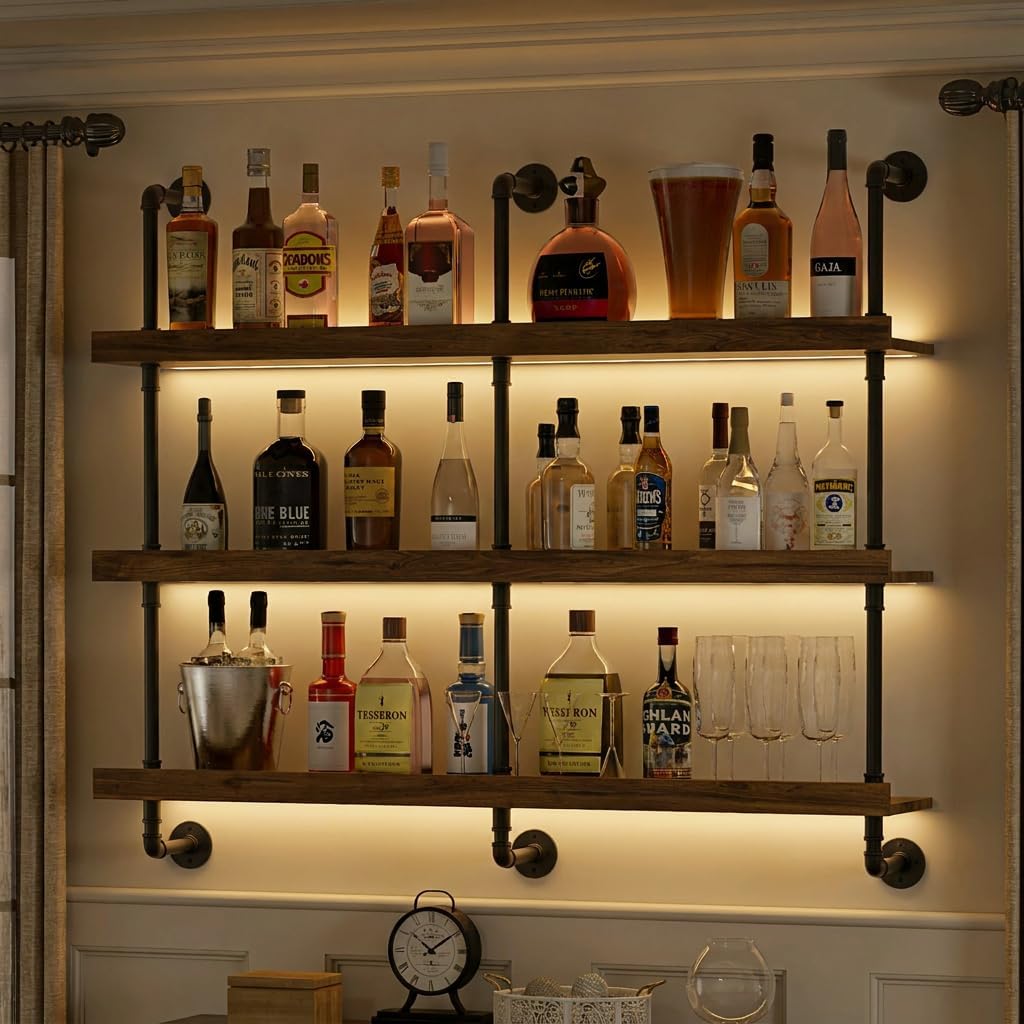 Wall Mounted Wine Rack With LE - Food Storage Shelving recension och pris