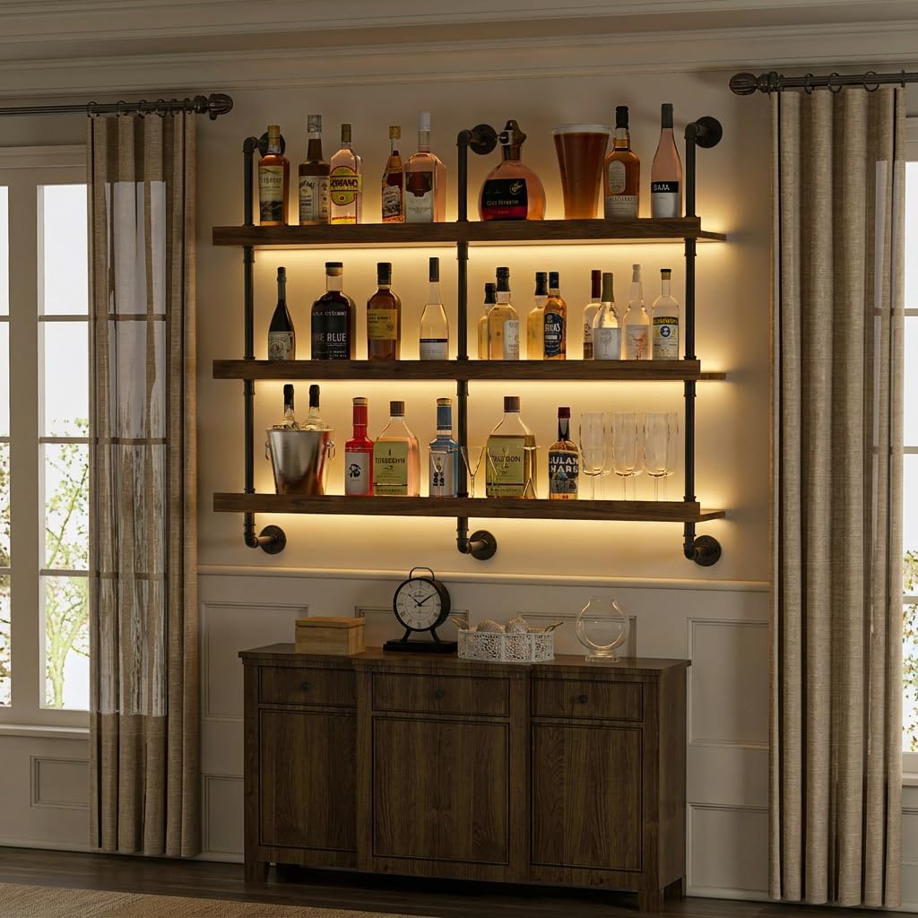 Wall Mounted Wine Rack With LE - Food Storage Shelving recension och pris