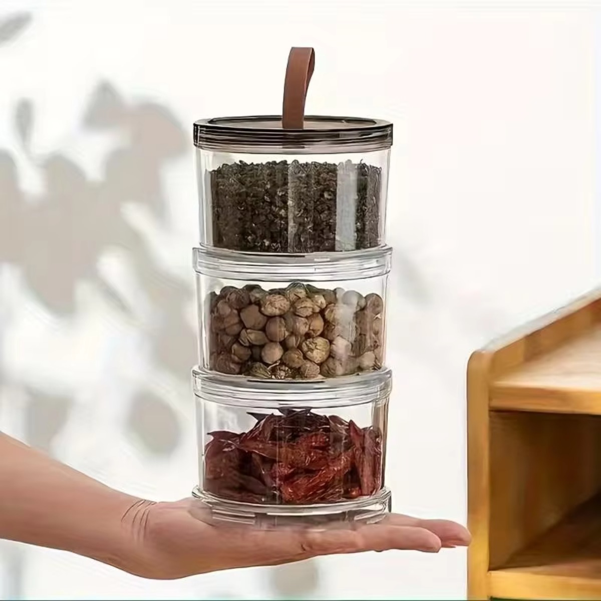 3-Layer Round Handheld Spice B - Food Storage Containers Plastic Box recension och pris