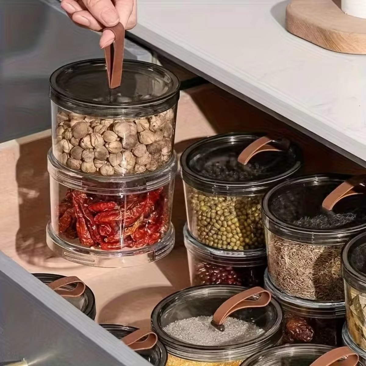 3-Layer Round Handheld Spice B - Food Storage Containers Plastic Box recension och pris