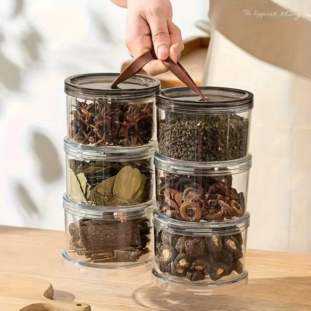 3-Layer Round Handheld Spice B - Food Storage Containers Plastic Box recension och pris