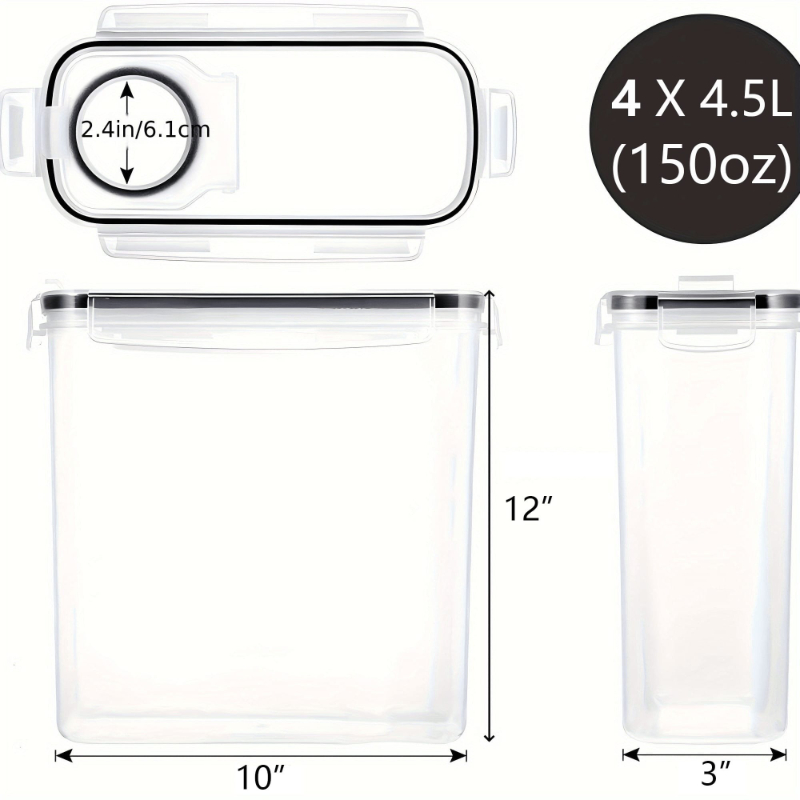 4 Pack Airtight Cereal Dry Foo - Food Storage Pantry recension och pris