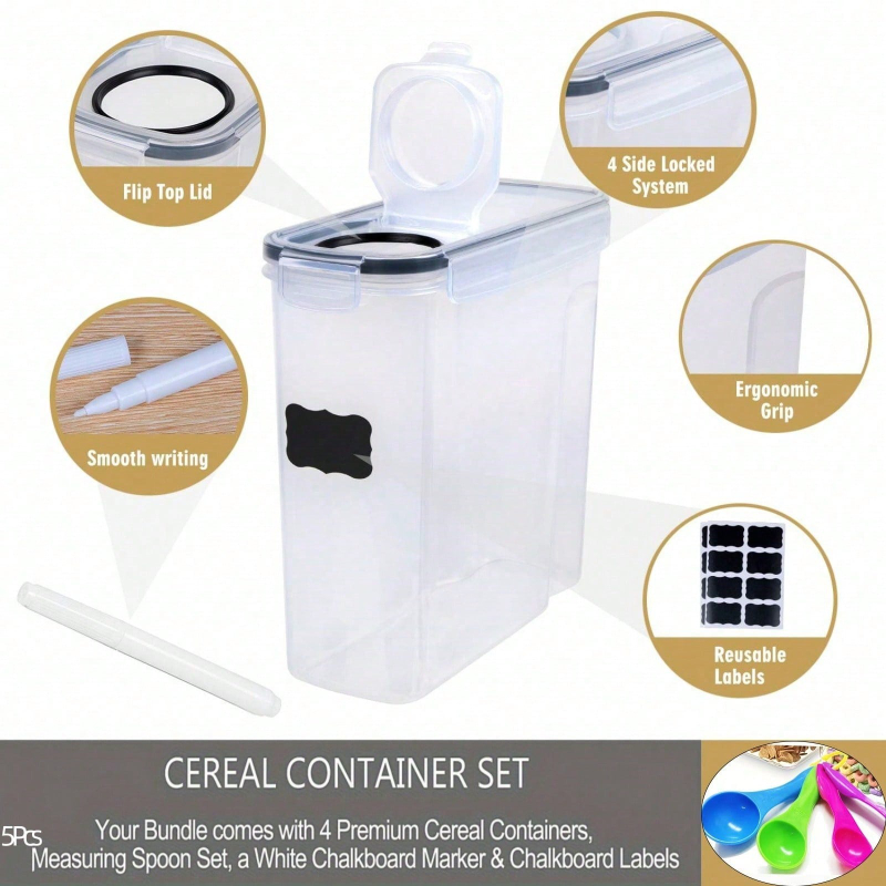 4 Pack Airtight Cereal Dry Foo - Food Storage Pantry recension och pris